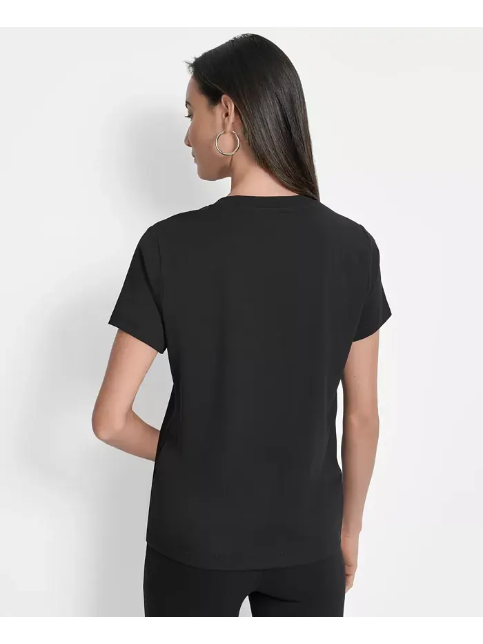 Женская футболка с круглым вырезом и логотипом газеты DKNY — изображение 2 из 5, черный