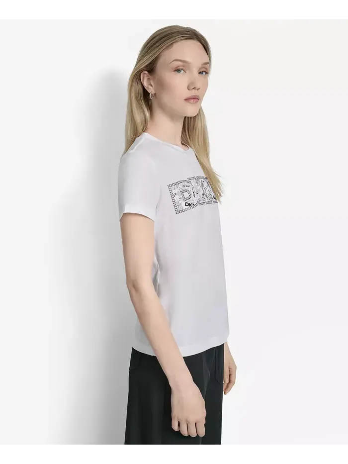 Женская футболка с круглым вырезом и логотипом газеты DKNY — изображение 3 из 6, белый