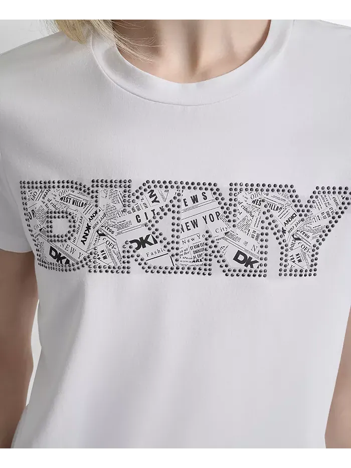 Женская футболка с круглым вырезом и логотипом газеты DKNY — изображение 4 из 6, белый