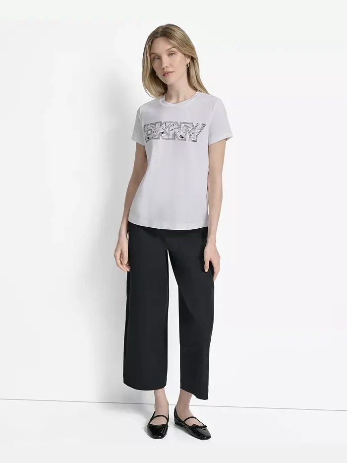 Женская футболка с круглым вырезом и логотипом газеты DKNY — изображение 5 из 6, белый