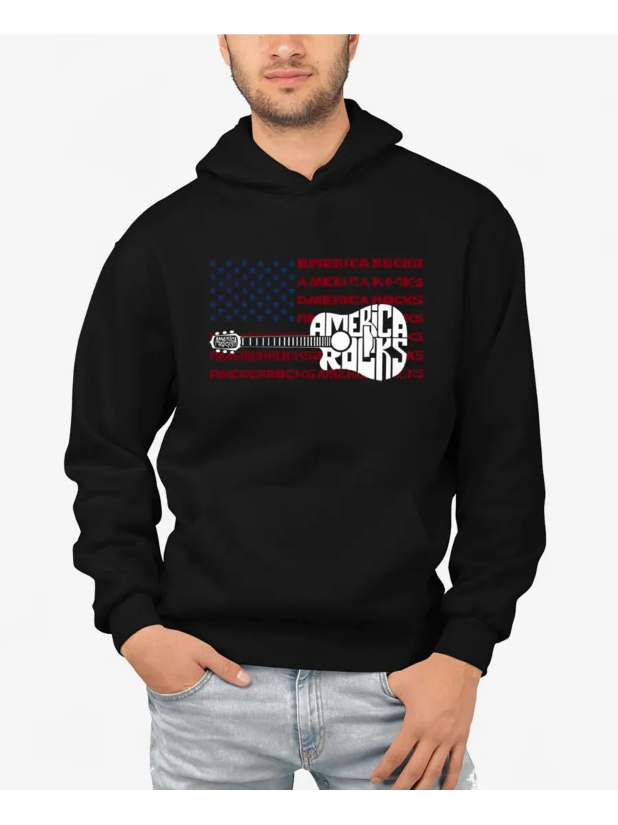 Мужская толстовка с капюшоном America Rocks с надписью "Word Art" LA Pop Art — изображение 1 из 3, черный