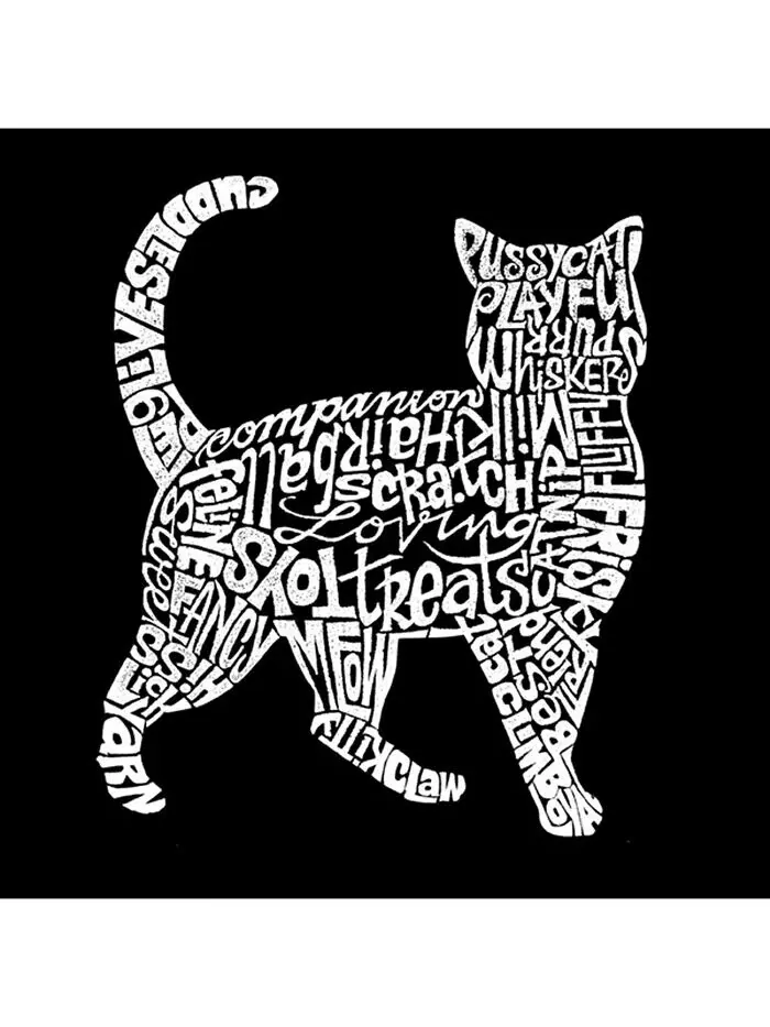Мужская толстовка с капюшоном Word Art - Кот LA Pop Art — изображение 2 из 3, черный