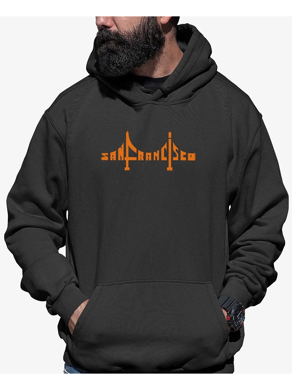 Мужская толстовка с капюшоном san francisco bridge word art LA Pop Art — изображение 1 из 3, темный серый