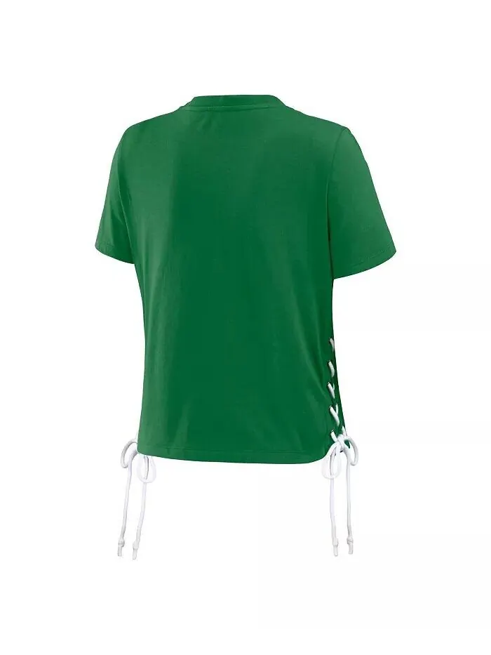 Женская зеленая футболка Oregon Ducks Side Lace-Up Modest Crop WEAR by Erin Andrews — изображение 3 из 4