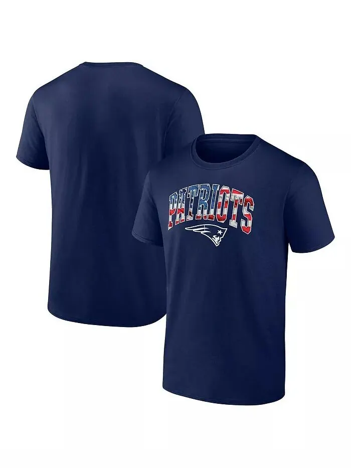 Мужская темно-синяя футболка с логотипом New England Patriots Banner Wave Fanatics — изображение 1 из 3, темно-синий