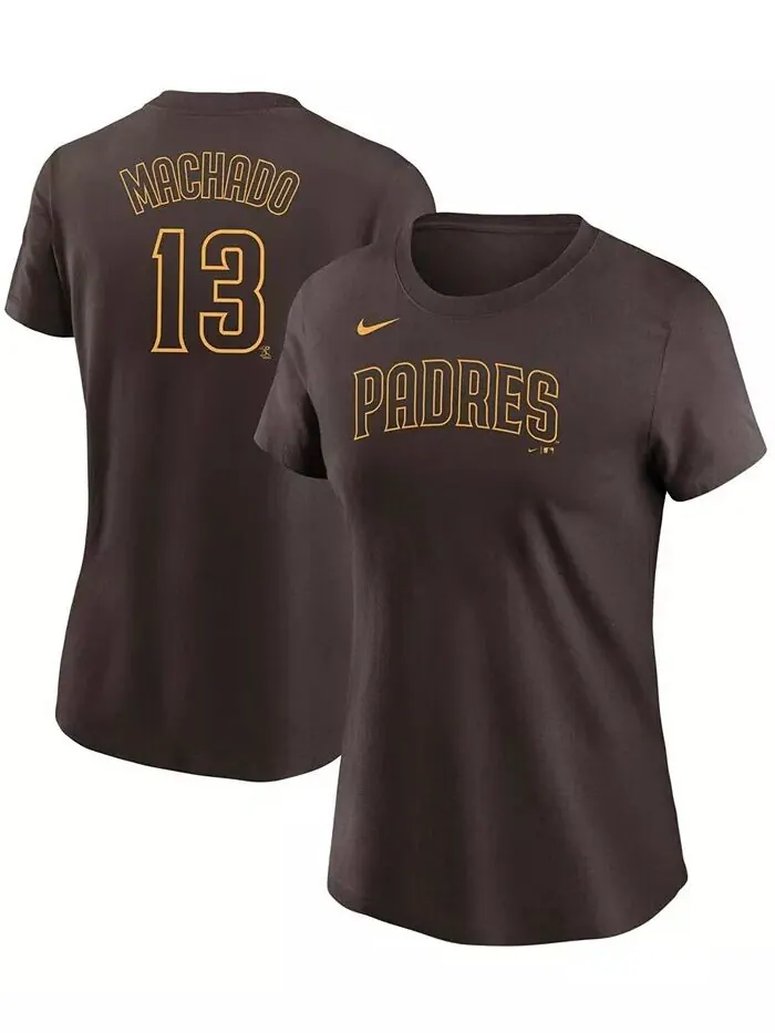 Женская футболка Manny Machado Brown San Diego Padres с именем и номером Nike — изображение 1 из 3, коричневый