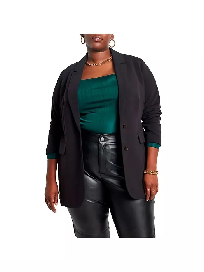 Женский блейзер Plus Size 365 Semi Stretch на двух пуговицах ELOQUII — изображение 1 из 3, черный