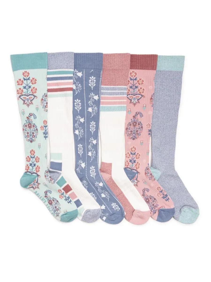 Женские компрессионные хлопковые носки до колена, комплект из 6 пар MUK LUKS