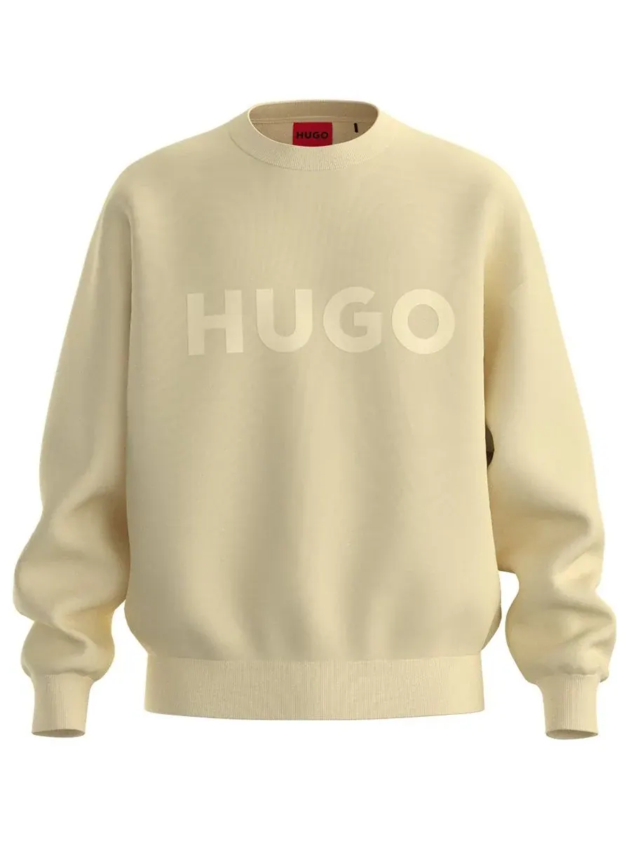 Мужская толстовка Dinex с длинными рукавами и свободным кроем Hugo Boss, айвори — изображение 1 из 3, белый