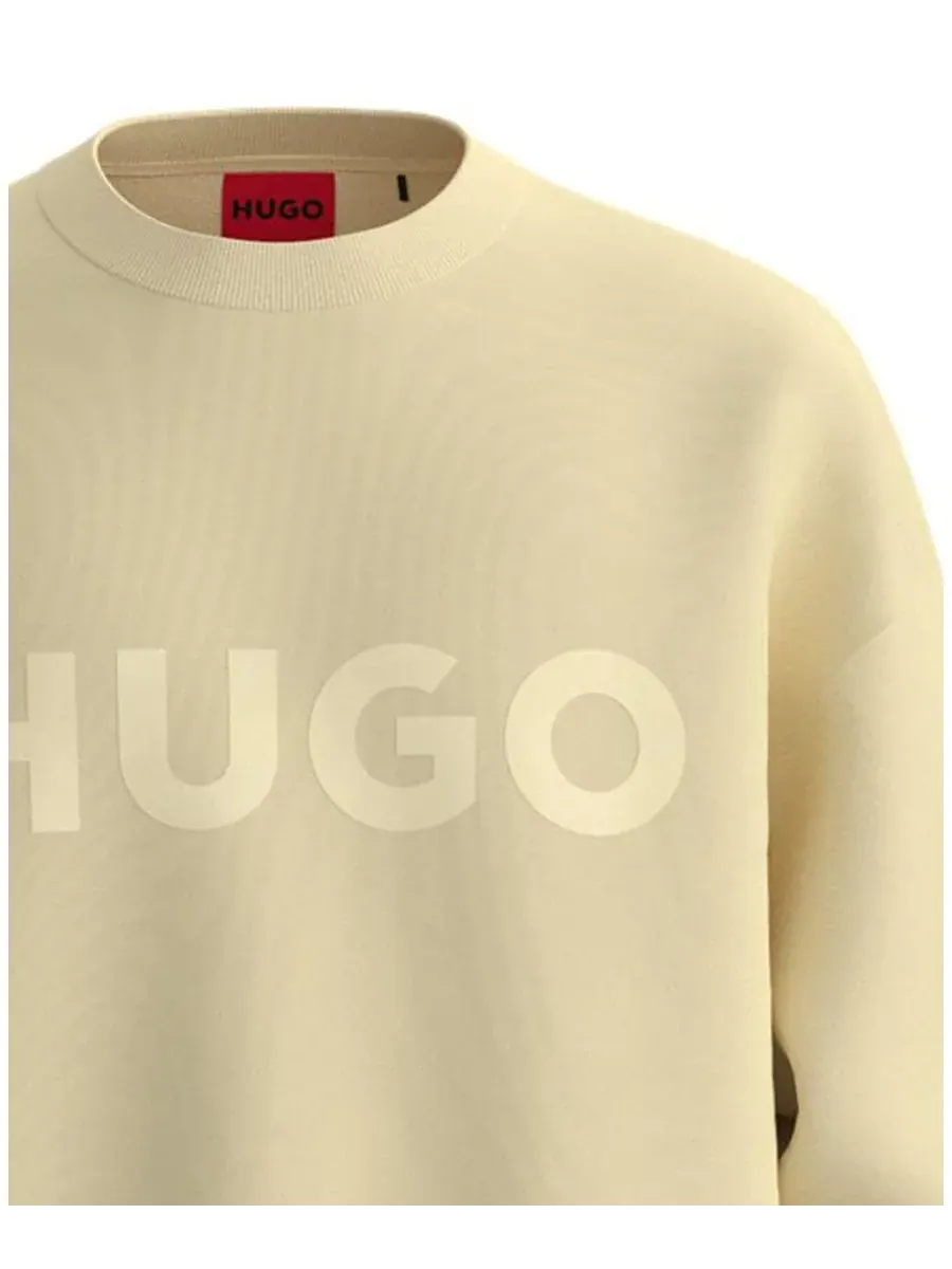 Мужская толстовка Dinex с длинными рукавами и свободным кроем Hugo Boss, айвори — изображение 3 из 3, белый