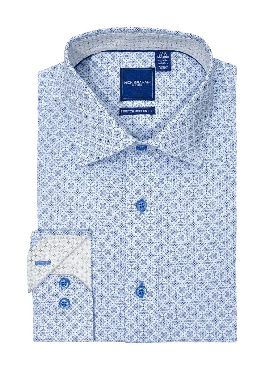 Мужская рубашка Dorchester Medal Modern-Fit Nick Graham — изображение 4 из 4, светлый синий