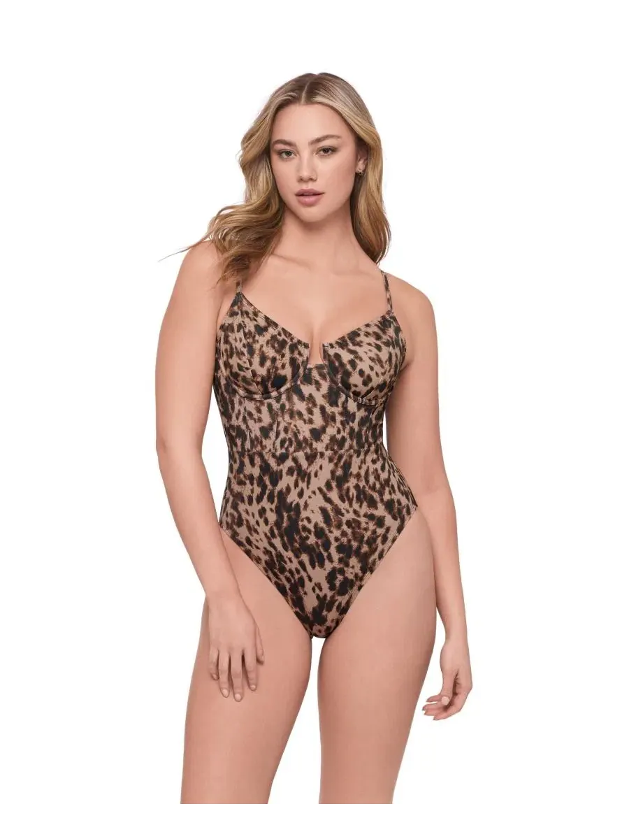Женский корректирующий купальник-корсет на косточках S3 Apparel, Dolce Leopard