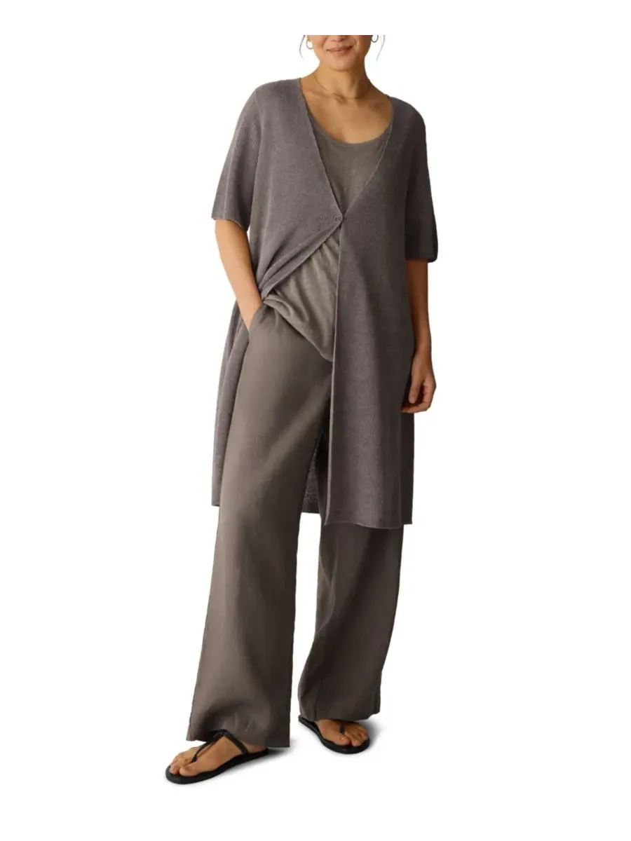 Женский кардиган с V-образным вырезом и короткими рукавами Eileen Fisher — изображение 1 из 4, ореховый