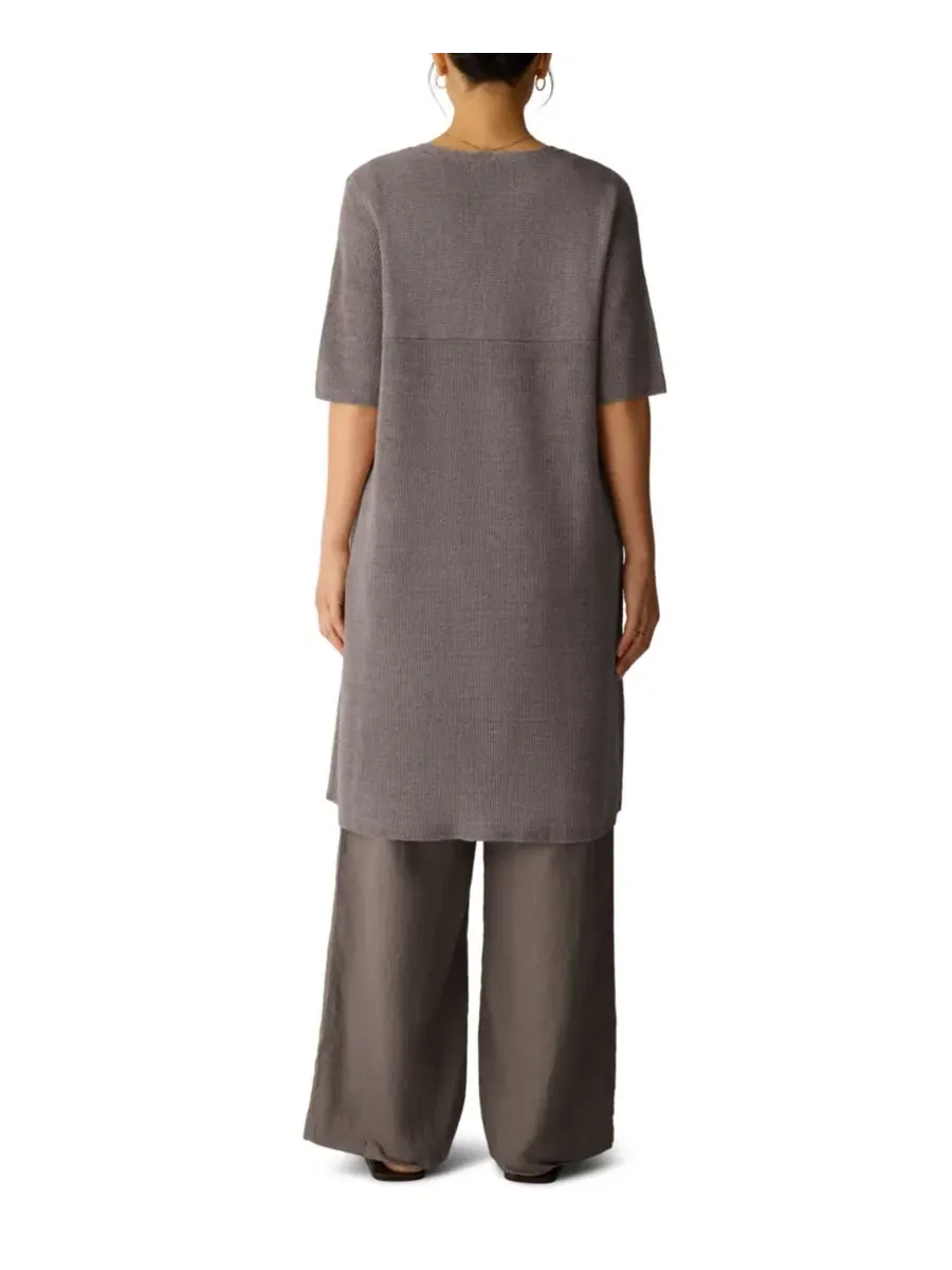 Женский кардиган с V-образным вырезом и короткими рукавами Eileen Fisher — изображение 4 из 4, ореховый
