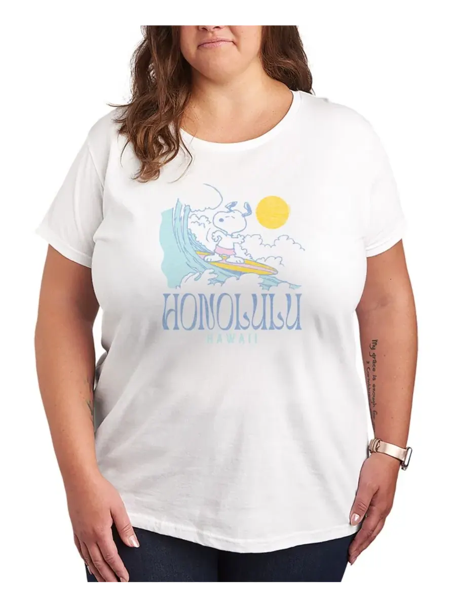 Футболка с коротким рукавом и графическим принтом "Peanuts Snoopy Honolulu Hawaii" больших размеров — изображение 1 из 3