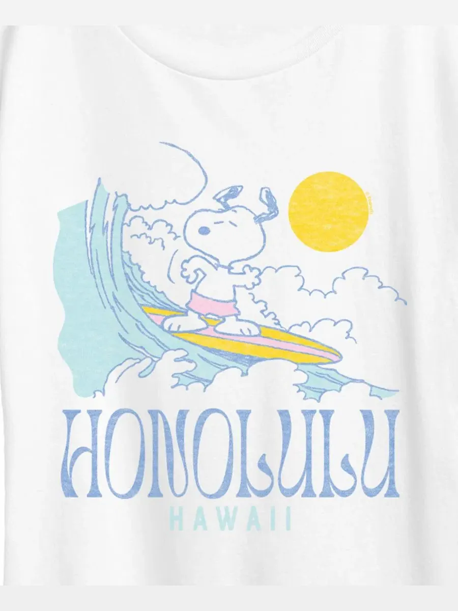 Футболка с коротким рукавом и графическим принтом "Peanuts Snoopy Honolulu Hawaii" больших размеров — изображение 2 из 3
