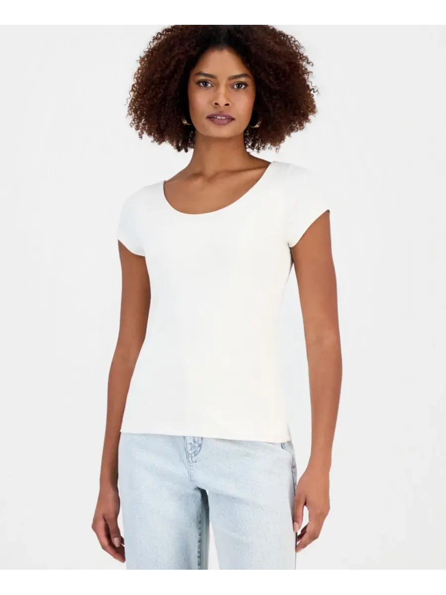 Женская футболка с коротким рукавом из трикотажа Contour Jersey I.N.C. International Concepts — изображение 1 из 3