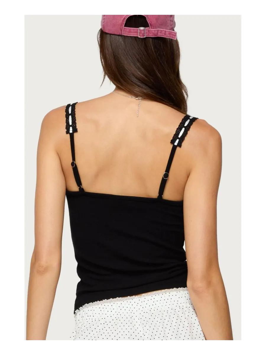 Женская майка Leilani Ribbon Lacey Tank Top Edikted — изображение 3 из 5, черный