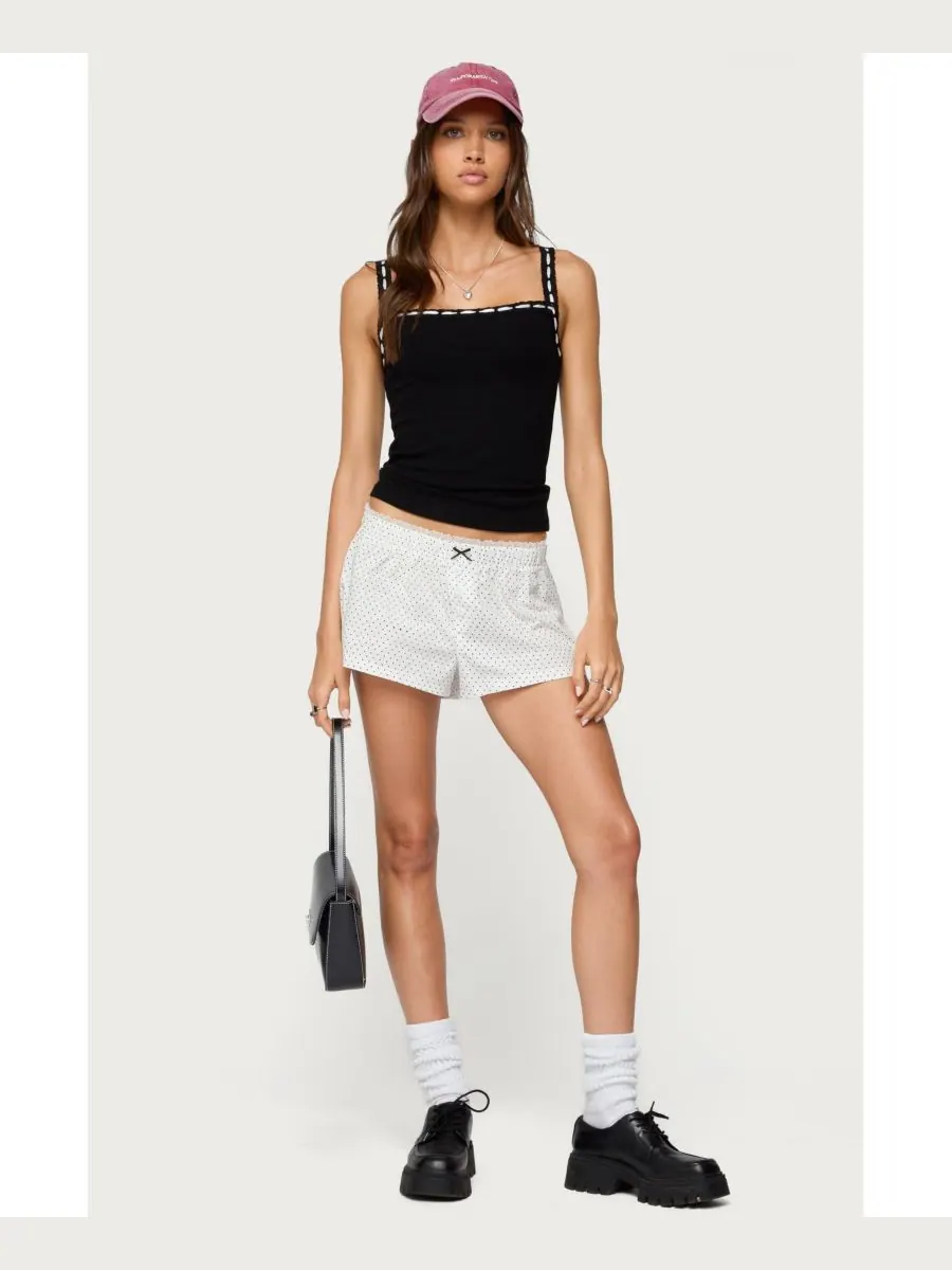 Женская майка Leilani Ribbon Lacey Tank Top Edikted — изображение 5 из 5, черный
