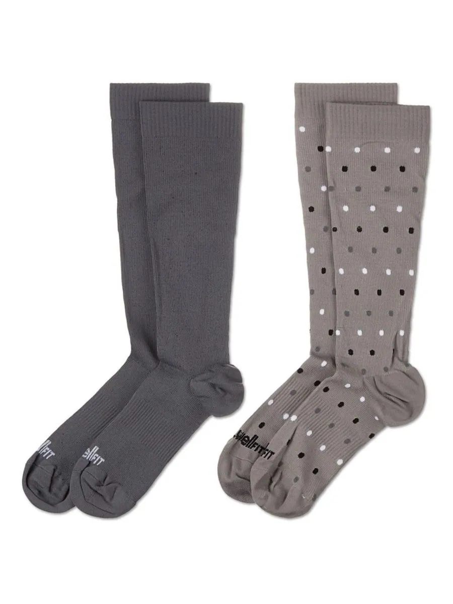 Женские компрессионные носки (2 пары) в горошек/однотонные WellFit — изображение 3 из 3, серый серый