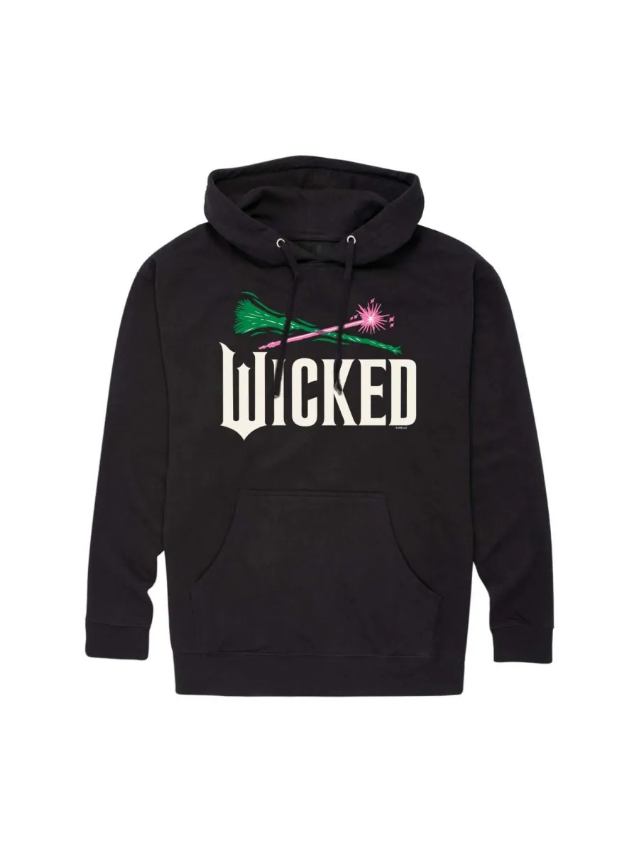 Мужская толстовка с длинными рукавами и капюшоном с логотипом Wicked Part 2 Метла и волшебная — изображение 1 из 3, черный