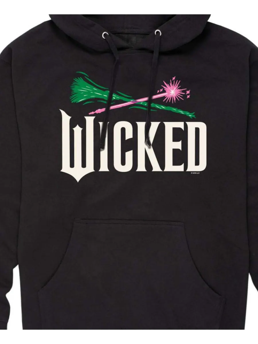 Мужская толстовка с длинными рукавами и капюшоном с логотипом Wicked Part 2 Метла и волшебная — изображение 3 из 3, черный