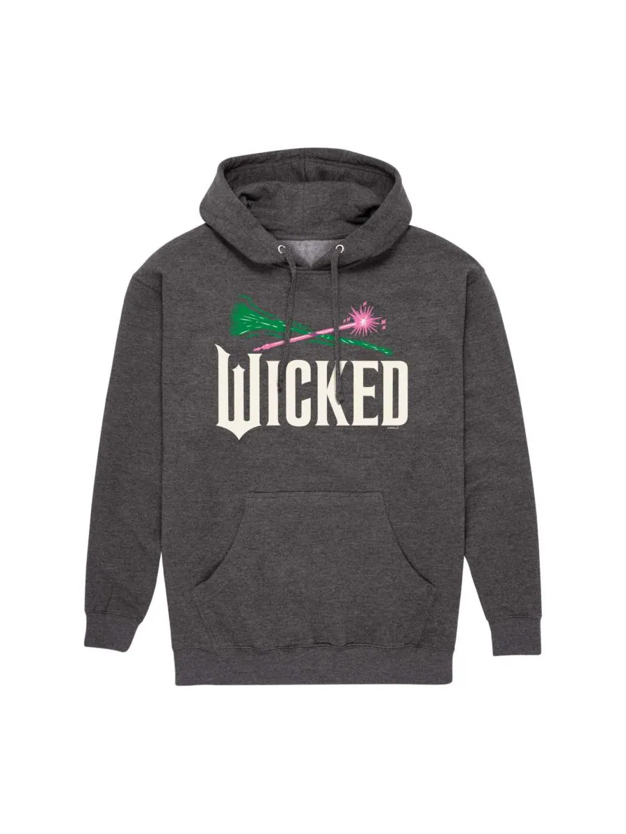 Мужская толстовка с длинными рукавами и капюшоном с логотипом Wicked Part 2 Метла и волшебная — изображение 1 из 3, серый