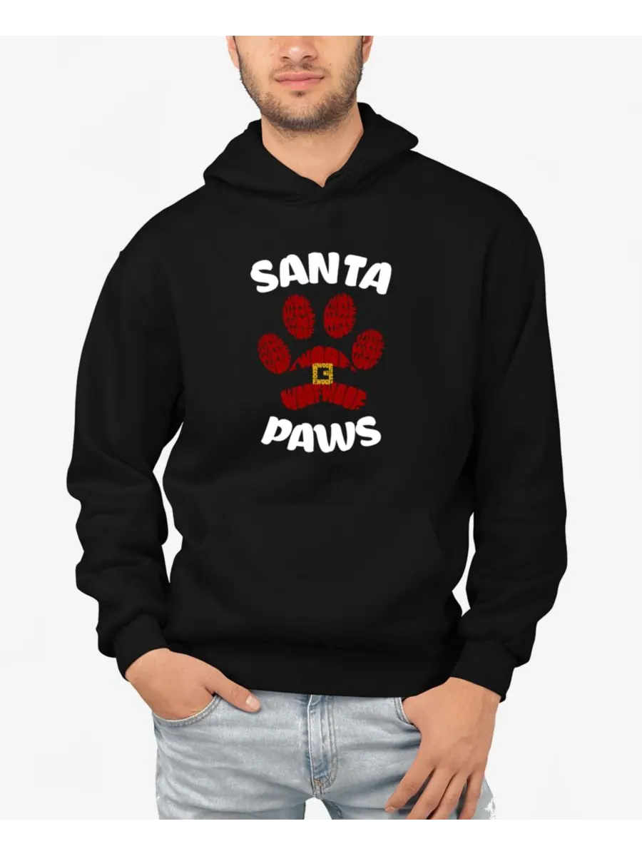 Мужская толстовка с капюшоном Santa Paws с надписью "Santa Paws" LA Pop Art — изображение 1 из 3, черный