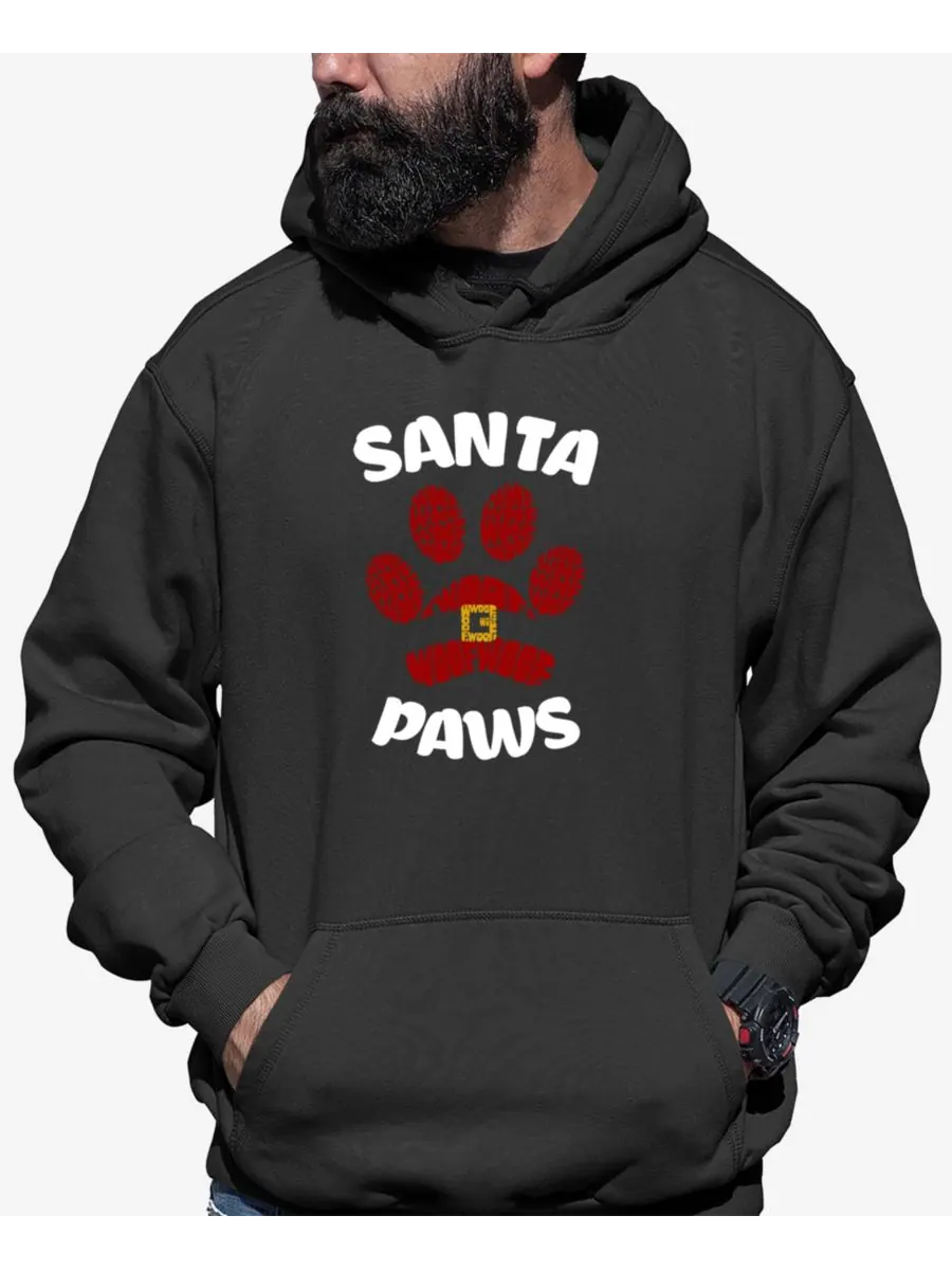 Мужская толстовка с капюшоном Santa Paws с надписью "Santa Paws" LA Pop Art — изображение 1 из 2, темный серый