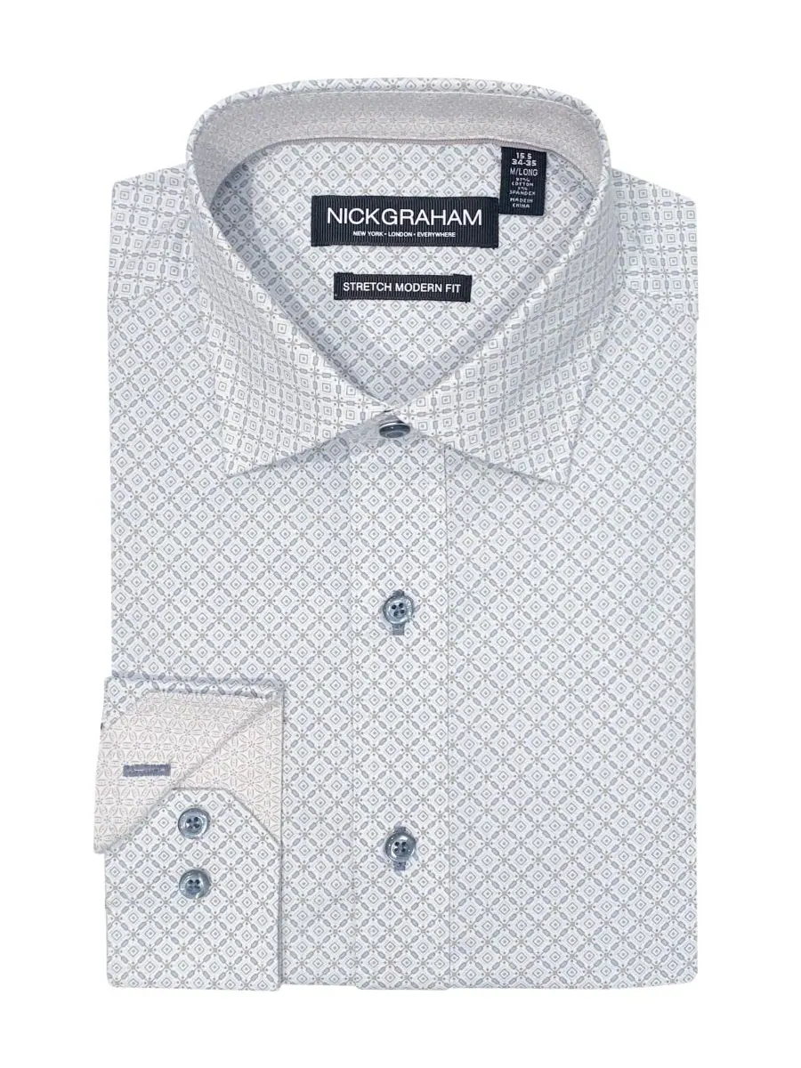 Мужская рубашка Connected Square Modern-Fit Nick Graham — белый