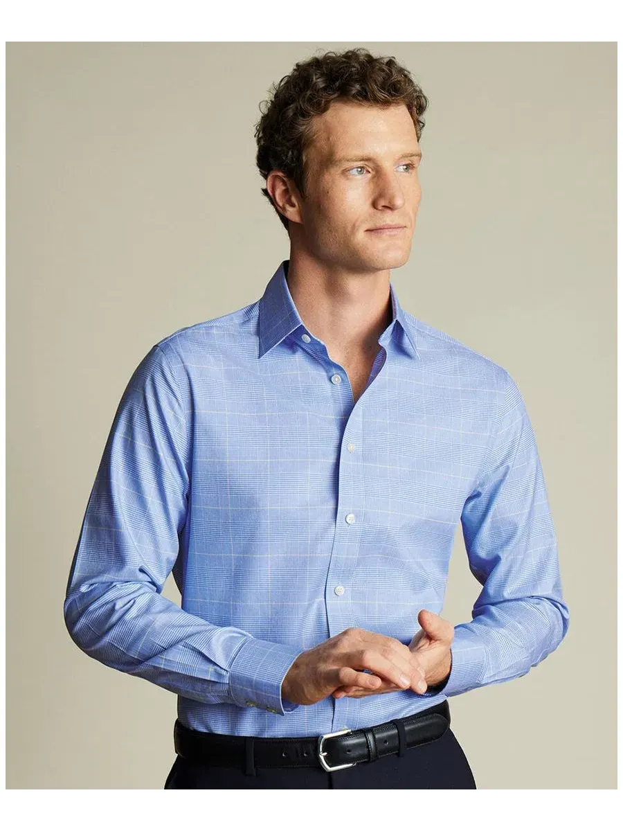 Мужская рубашка приталенного кроя с широким воротником Charles Tyrwhitt — изображение 1 из 5, синий