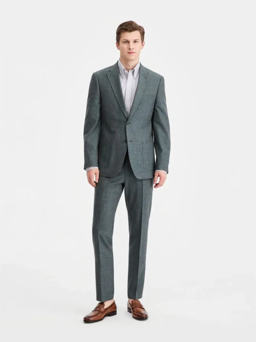 Пиджак от костюма Modern Fit Wool Silk Linen Tommy Hilfiger — изображение 4 из 5, зеленый