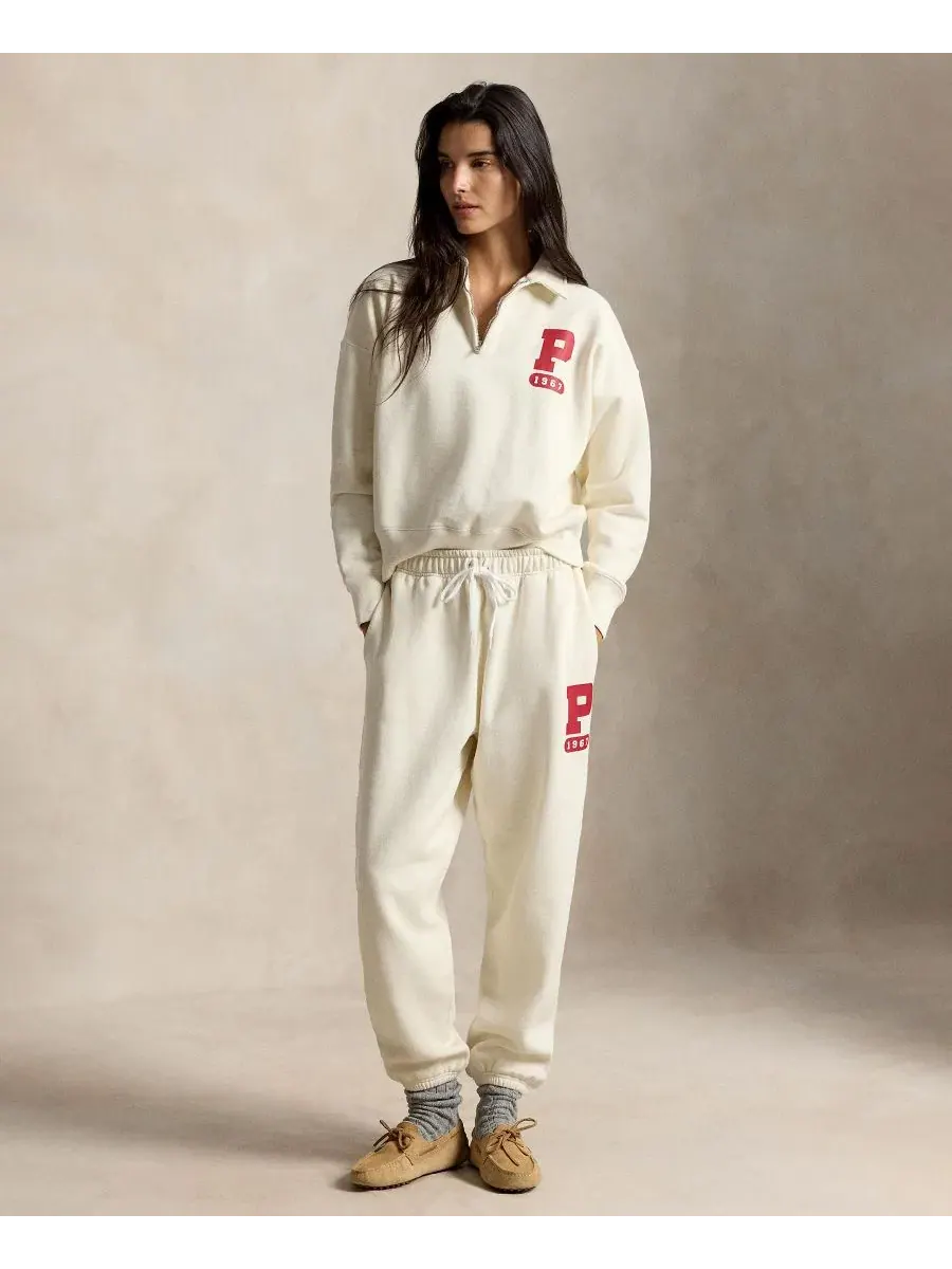 Женские флисовые спортивные брюки на завязке Polo Ralph Lauren — изображение 2 из 6, белый
