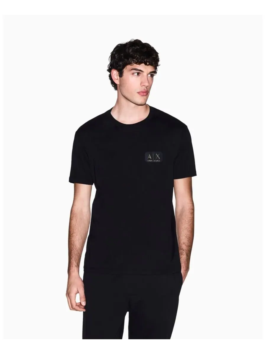 A|X Armani Exchange Мужская черно-золотая футболка с круглым вырезом
