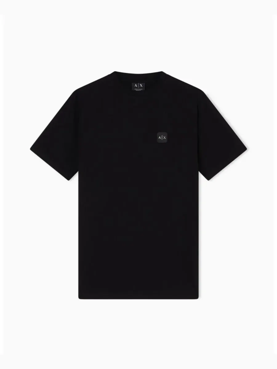 A|X Armani Exchange Мужская черно-золотая футболка с круглым вырезом — изображение 5 из 5, черный