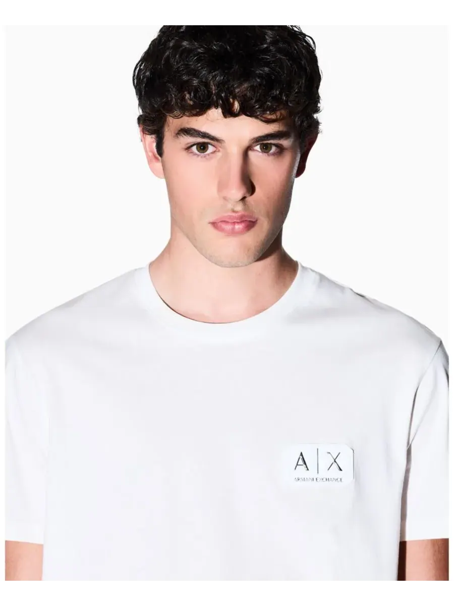 A|X Armani Exchange Мужская черно-золотая футболка с круглым вырезом — изображение 5 из 5, белый