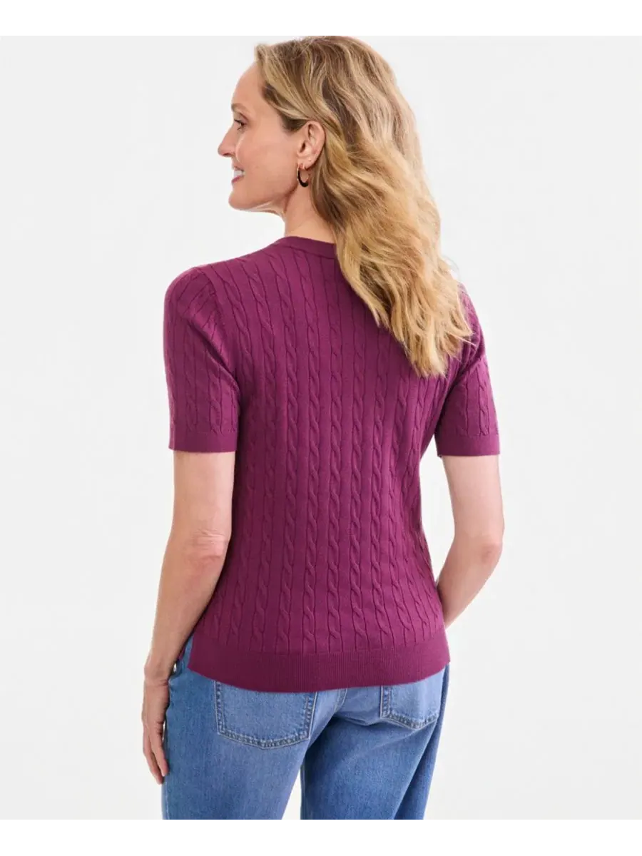 Женский свитер с коротким рукавом, косичка Style & Co, New Brickberry — изображение 2 из 3