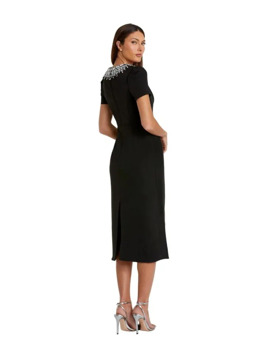 Платье-футляр с коротким рукавом и стразами Petite Rhinestone Embellished Short Sleeve Sheath Dress — изображение 2 из 3