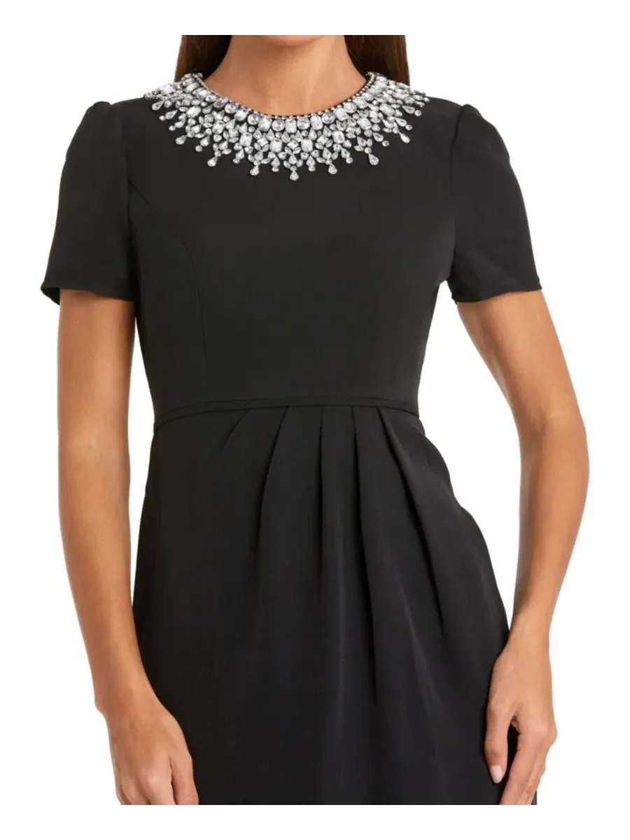 Платье-футляр с коротким рукавом и стразами Petite Rhinestone Embellished Short Sleeve Sheath Dress — изображение 3 из 3