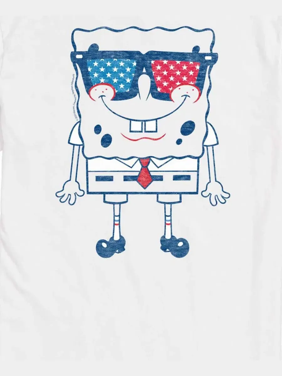 Футболка с коротким рукавом с принтом SpongeBob SquarePants Flag Fill Sunglasses AIRWAVES — изображение 3 из 3, белый