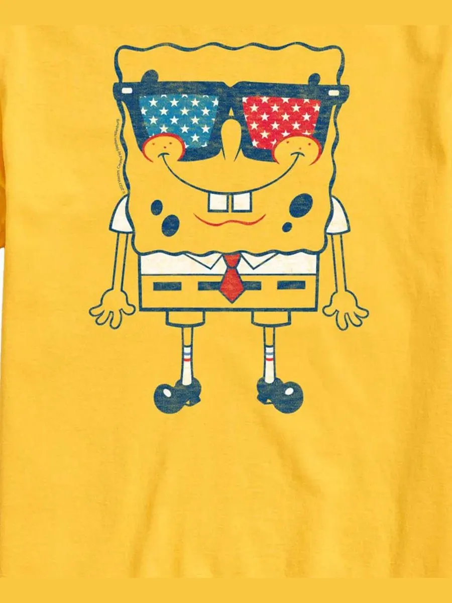 Футболка с коротким рукавом SpongeBob SquarePants Flag Fill Sunglasses AIRWAVES — изображение 3 из 3, желтый