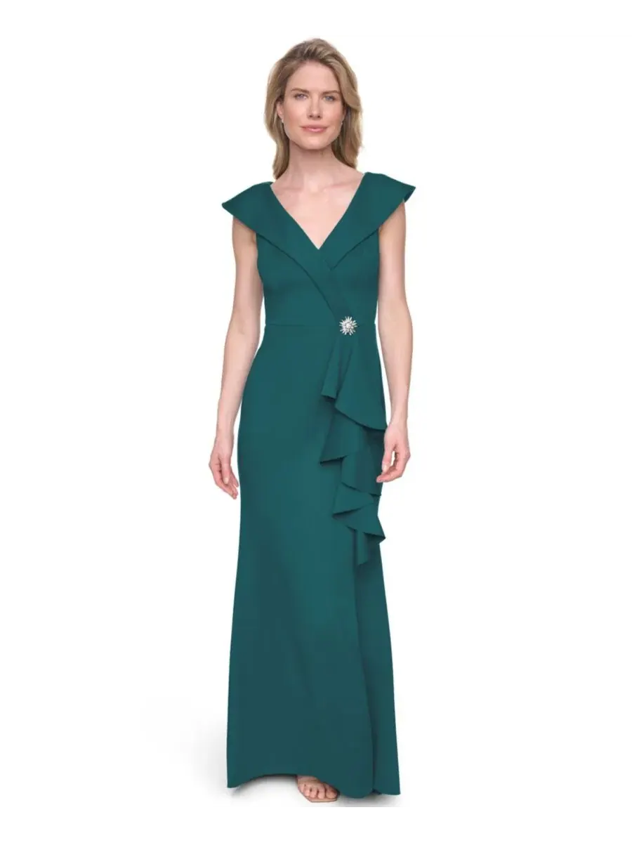 Платье-макси без рукавов с V-образным вырезом Scuba V-Neck Gown Jessica Howard
