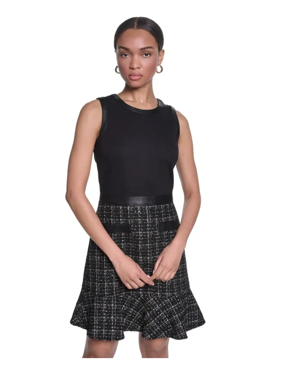 Платье миди с рукавами без рукавов, с faux leather отделкой, Karl Lagerfeld Paris