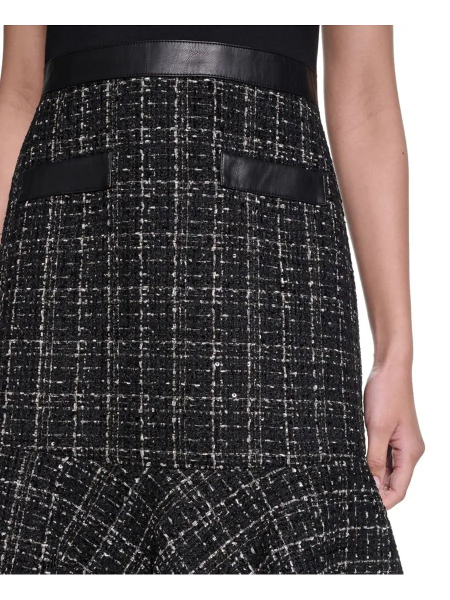 Платье миди с рукавами без рукавов, с faux leather отделкой, Karl Lagerfeld Paris — изображение 4 из 5