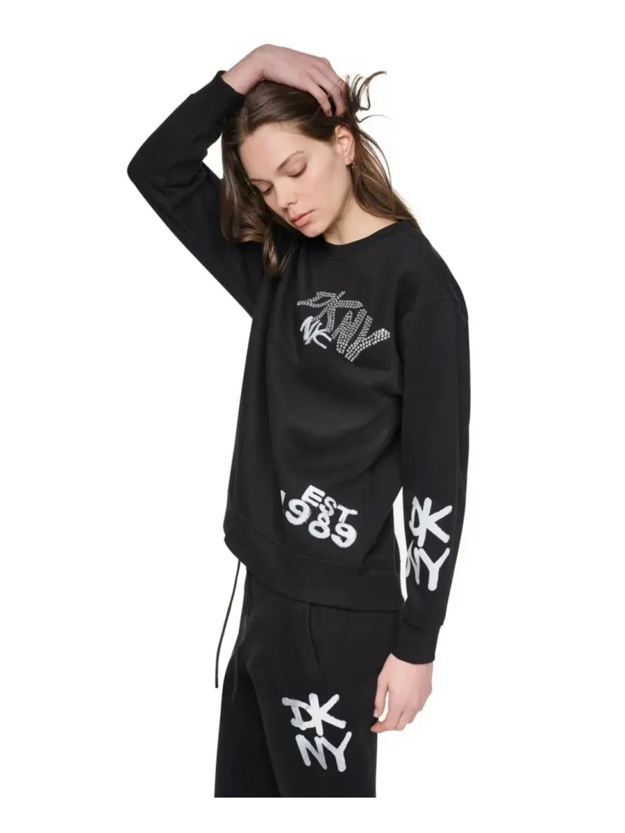 Свитшот женский с графическим принтом DKNY Sport — изображение 3 из 6, черный