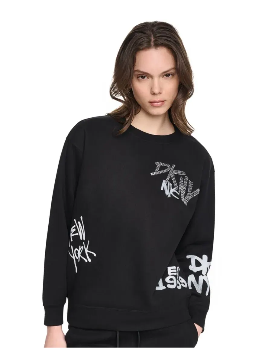 Свитшот женский с графическим принтом DKNY Sport — изображение 4 из 6, черный