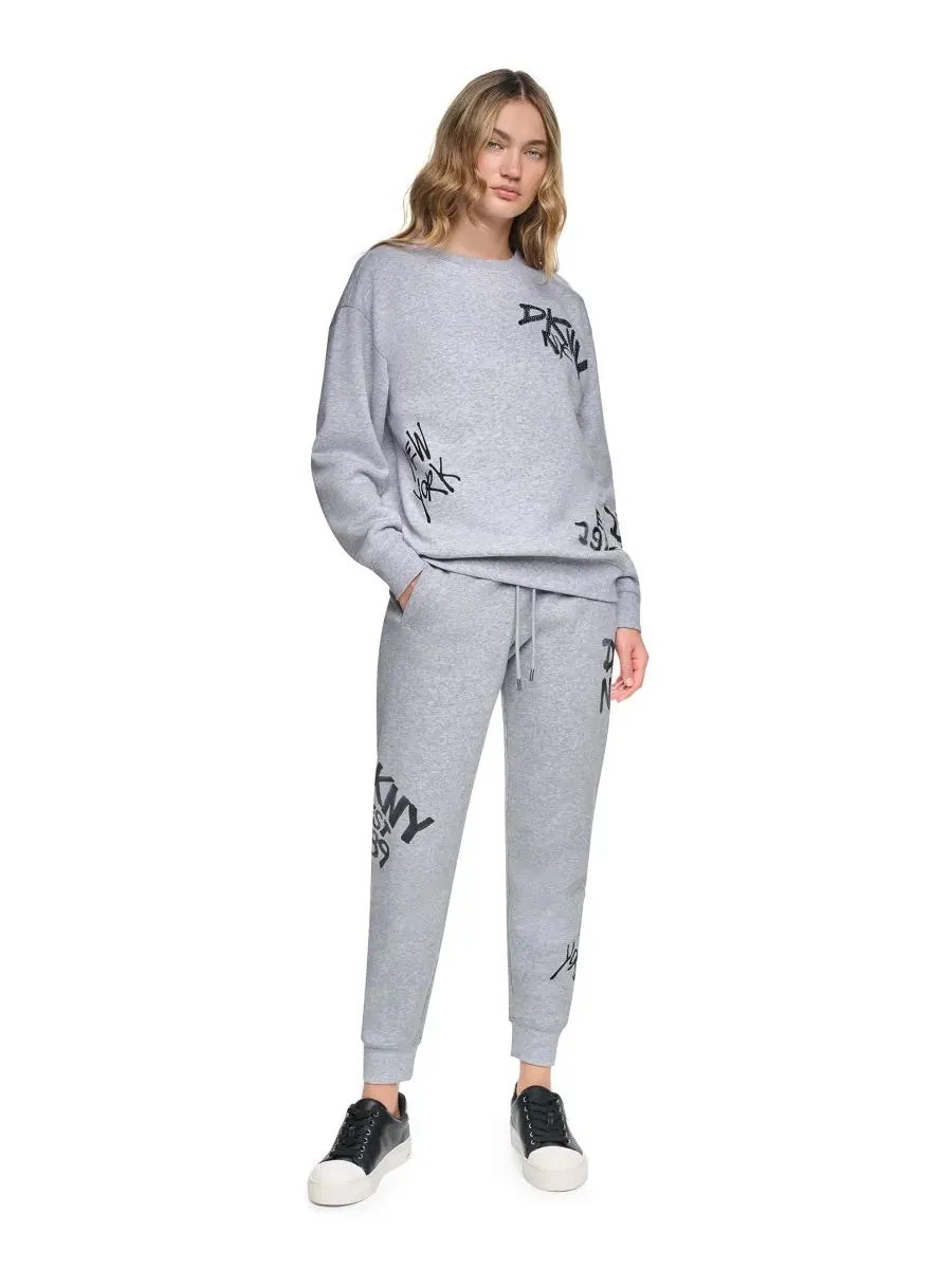 Свитшот женский с принтом Graffiti Logo DKNY Sport — изображение 2 из 6, серый