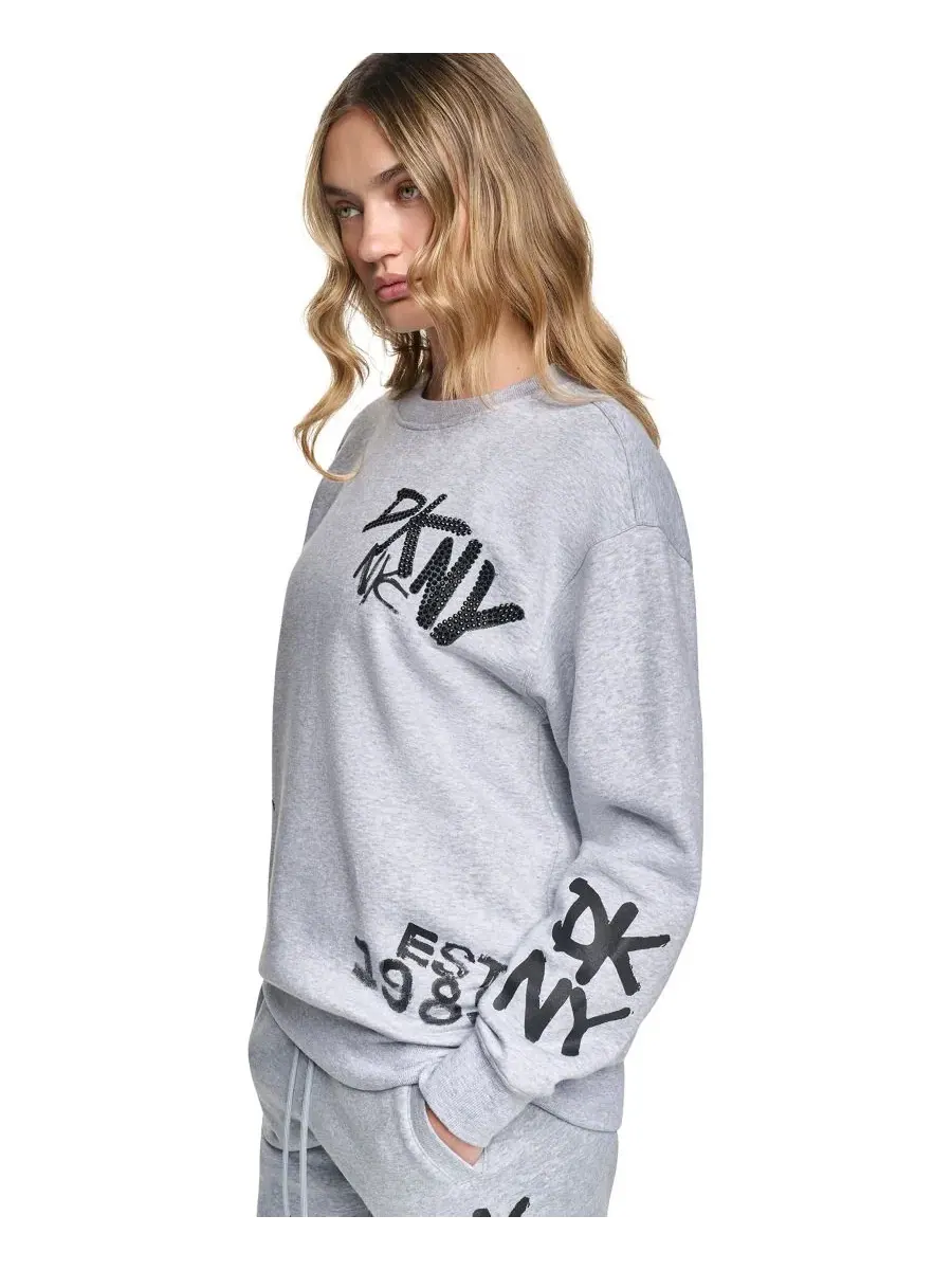 Свитшот женский с принтом Graffiti Logo DKNY Sport — изображение 3 из 6, серый
