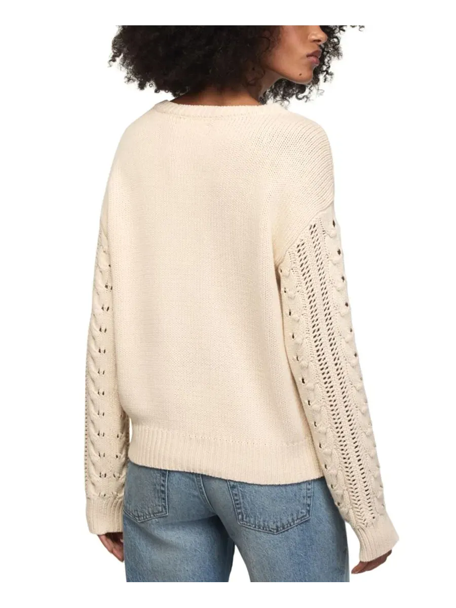 Свитер с цветочной вышивкой и косами Lucky Brand — изображение 5 из 7, серый