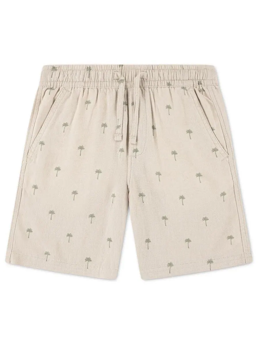 Шорты на поясе с завязками из льна Boys' Pull-On Linen Shorts abercrombie kids — изображение 1 из 3, трава